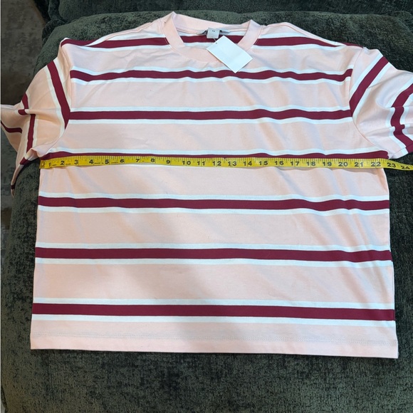 NWT H&M Powder Pink/Burgundy Striped 100% Cotton Loose-Fit Top Sz L 1274548005 - Picture 5 of 6